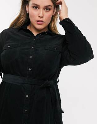 black corduroy shirt dress