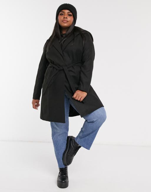 New look black hot sale trench coat