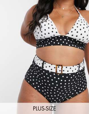 polka dot high waisted bikini bottom