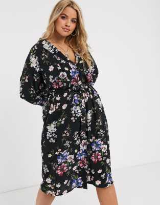 black floral dress new look