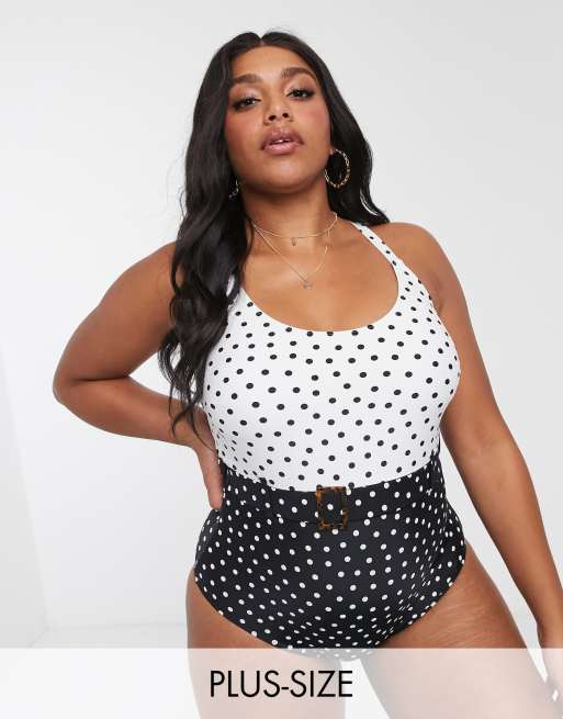 Plus size polka dot hot sale swimdress