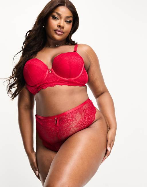 New Look Curve - Bh van kant met diep decolleté in rood