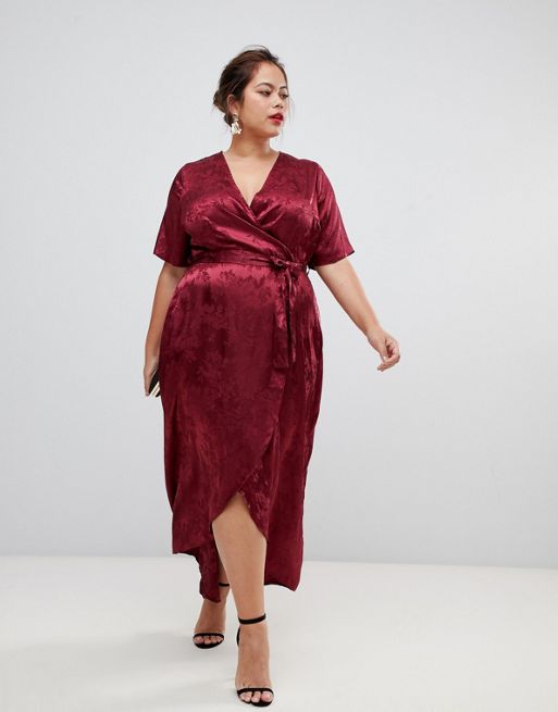 New Look Curve – Bordowa żakardowa sukienka | ASOS