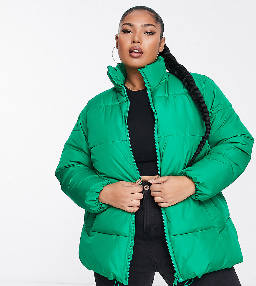 New Look Curve boxy puffer in green