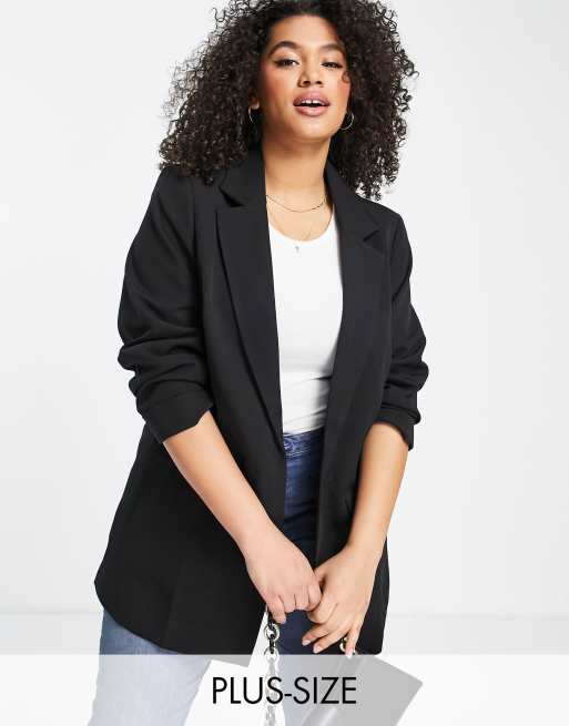 New Look Curve boyfriend blazer in black | ASOS