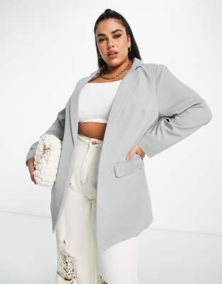 Shop New Look Plus Curve boyfriend blazer in grey Online – Trendy & Affordable Fashion