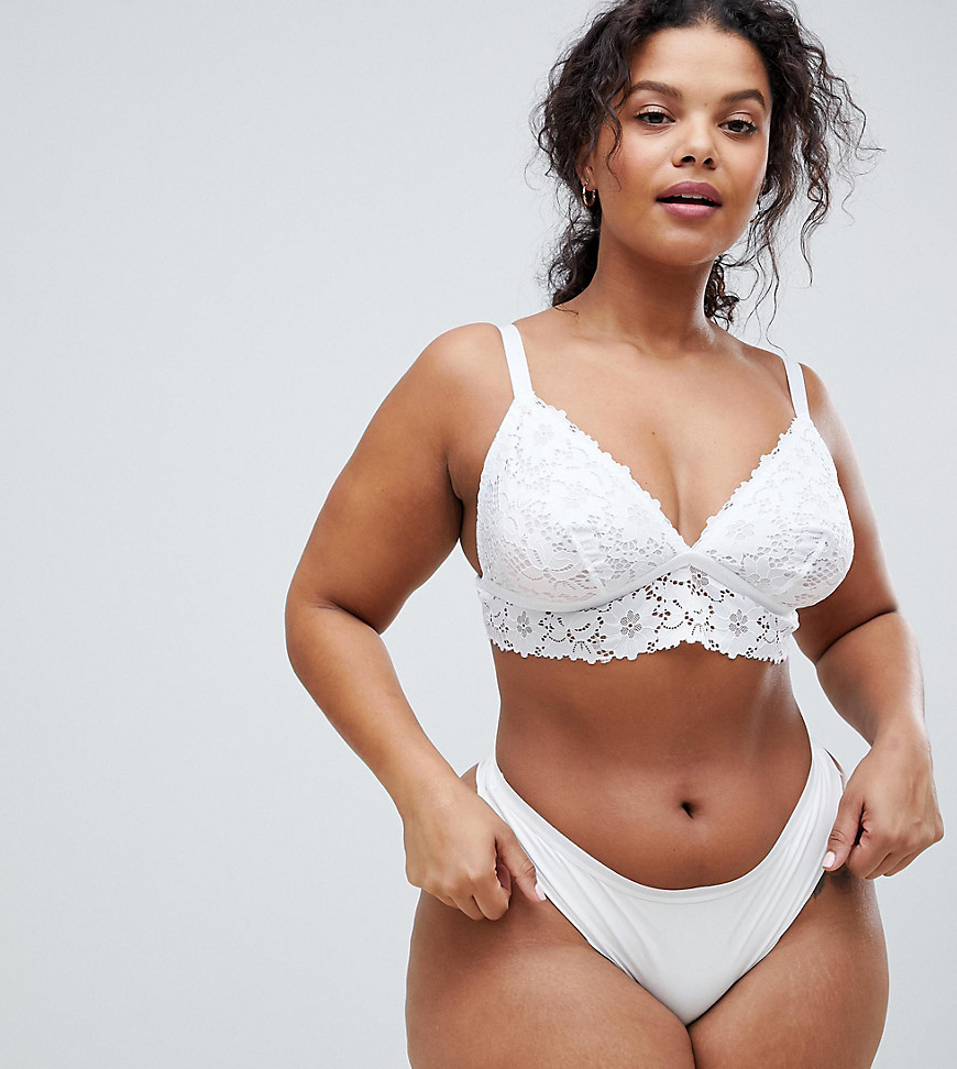 New Look Curve - Brassière lunga in cotone-Bianco