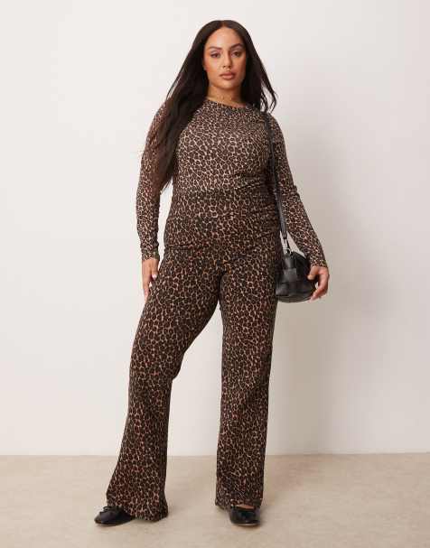 New Look Curve - Brune leggings med svaj og leopardprint - view 1