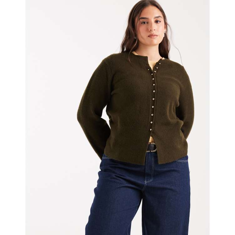 トップス Time is on NEW MIX COLLARED CARDIGAN New Look Curve - Cardigan girocollo kaki | ASOS