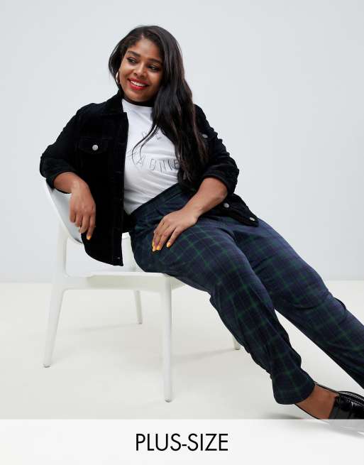 Plus size hot sale check trousers