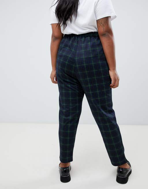 New Look Curve check trousers in navy, 2 of 4