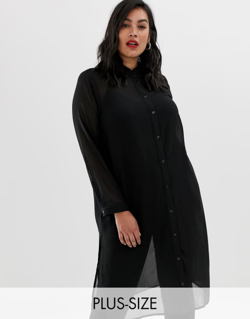 Black chiffon shirt store plus size