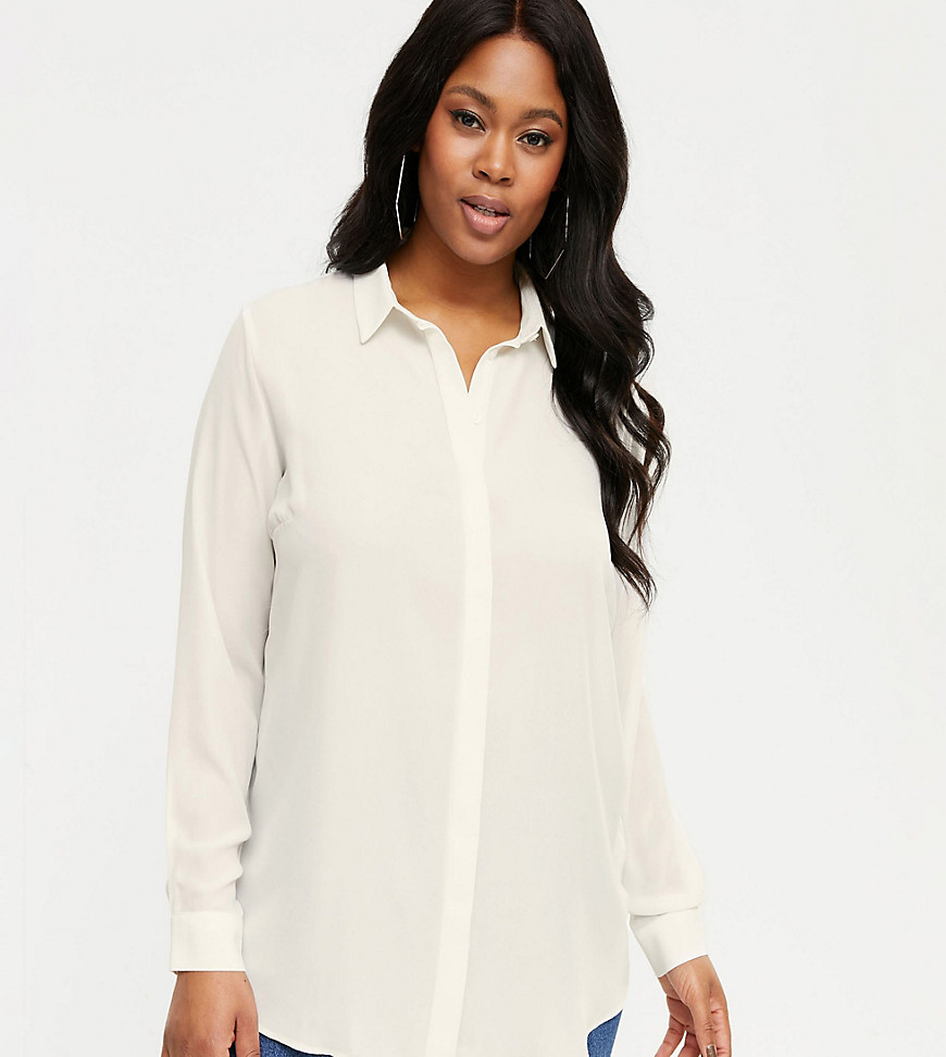 New Look Curve classic button down blouse in white