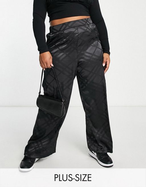 New Look Curve co-ord satin wide leg trouser in black | ASOS