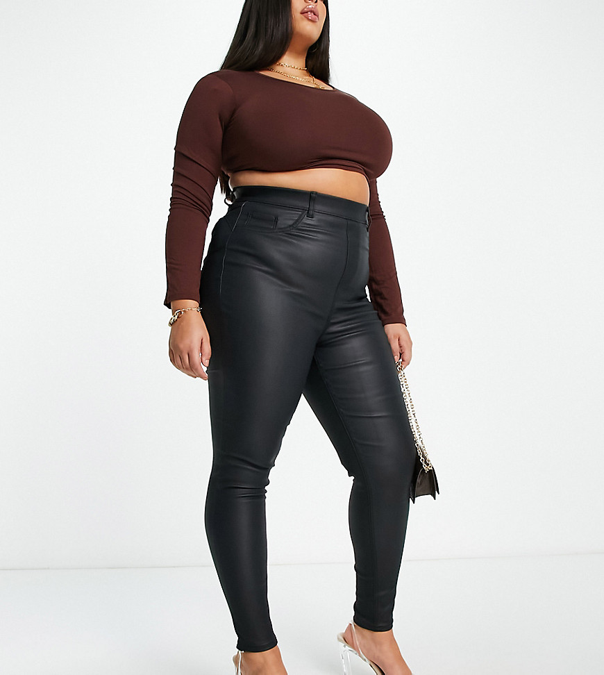 New Look Plus New Look Curve Coated Jegging In Black