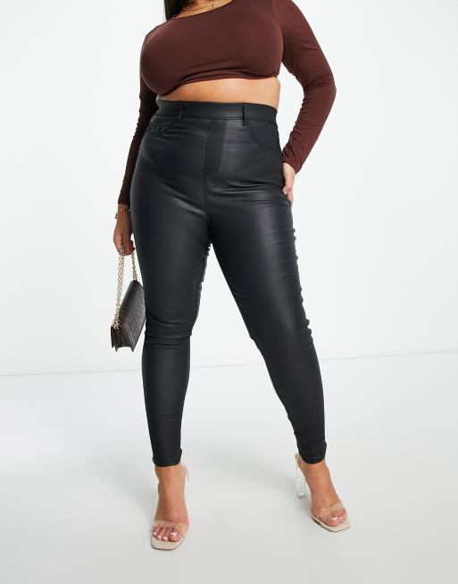 New Look faux leather coated jeggings in black