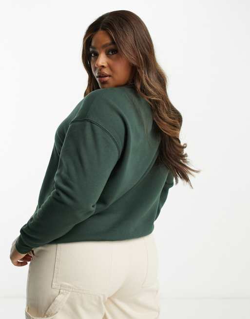 New Look Curve Colorado slogan sweatshirt in dark green