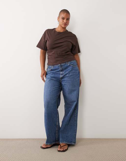 New Look Curve corset T-shirt met gerimpeld detail in donkerbruin, 2 van 4