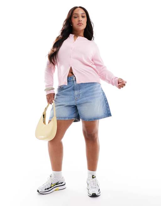 New Look Curve crew neck cardigan in pink, 2 of 4