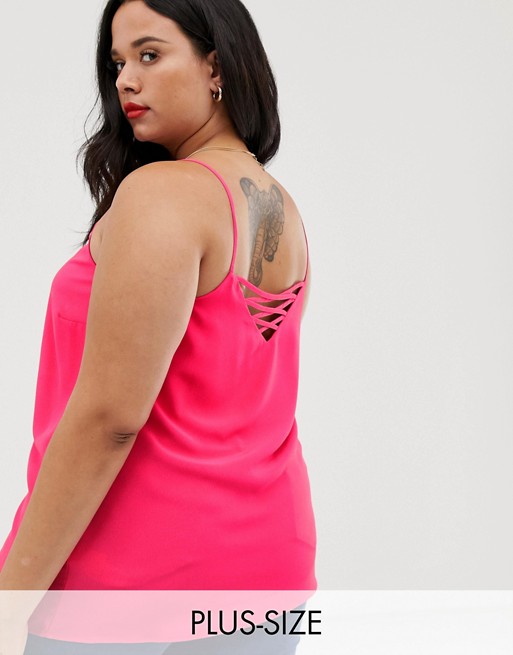 New Look Curve cross back cami in pink