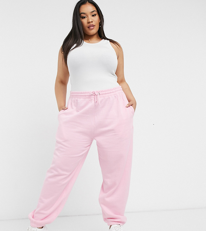 New Look Curve cuffed joggers in pale pink