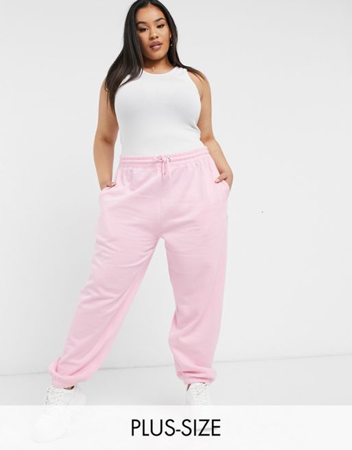 New Look Curve cuffed joggers in pale pink | ASOS