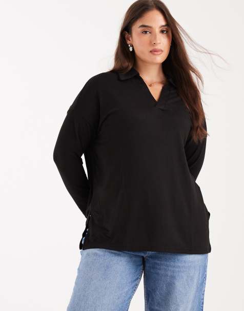 New Look Curve rugby sweatshirt in black