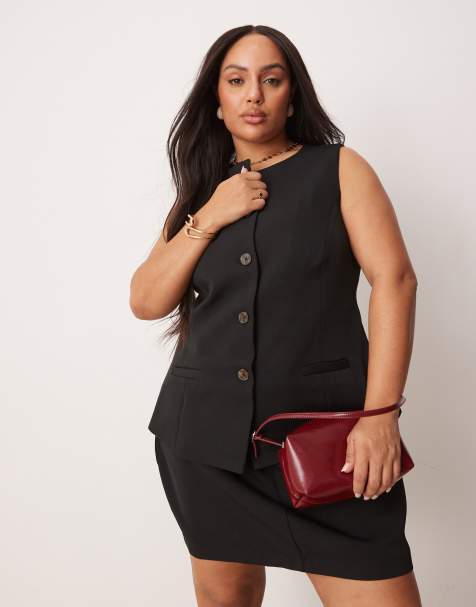 New Look Curve longline tailored waistcoat co-ord in black