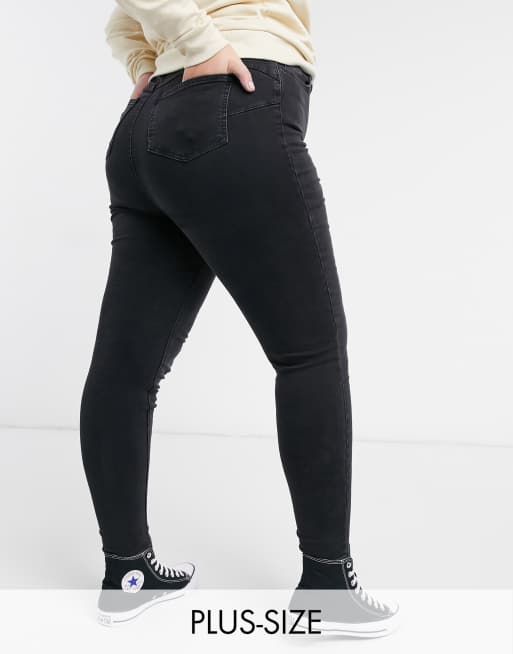 New Look Curve – Czarne obcisłe jeansy modelujące sylwetkę