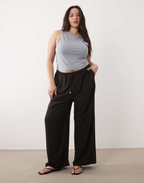 New Look Curve – Czarne spodnie z szerokimi nogawkami - view 1