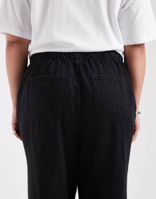 New Look Curve – Czarne wciągane jeansy z szerokimi nogawkami, 5 z 5