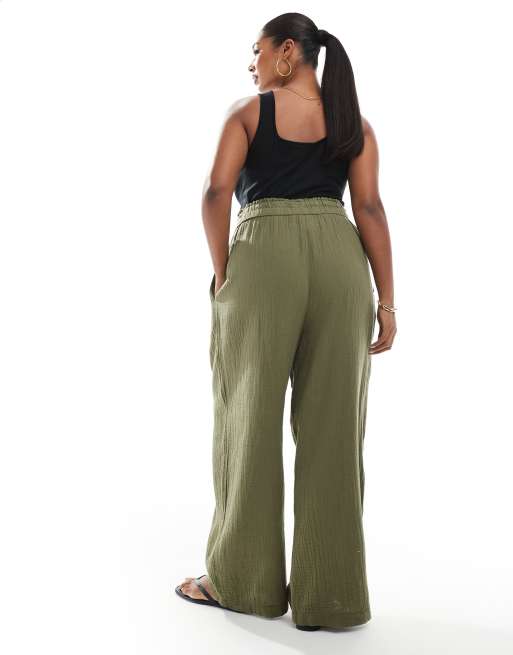 New Look Curve – Dwuwarstwowe spodnie z szerokimi nogawkami w kolorze khaki, 2 z 5