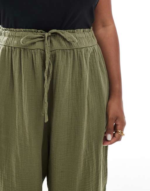 New Look Curve – Dwuwarstwowe spodnie z szerokimi nogawkami w kolorze khaki, 4 z 5