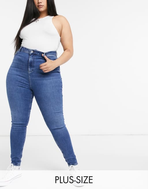 New Look Curve – Enge Jeans in Mittelblau
