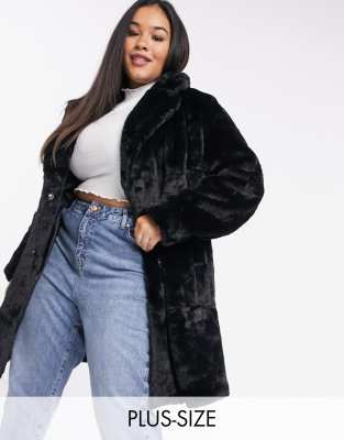 plus size black fur jacket