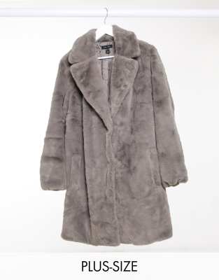 new look fur coat grey