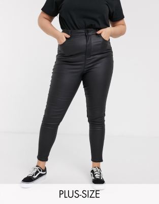 plus size leather look jeans