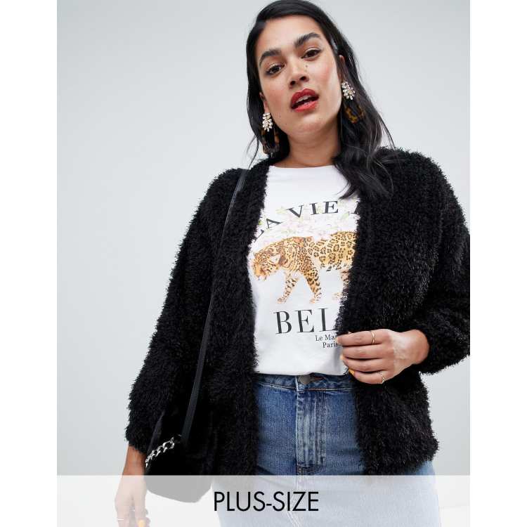 New look black fluffy cardigan sale