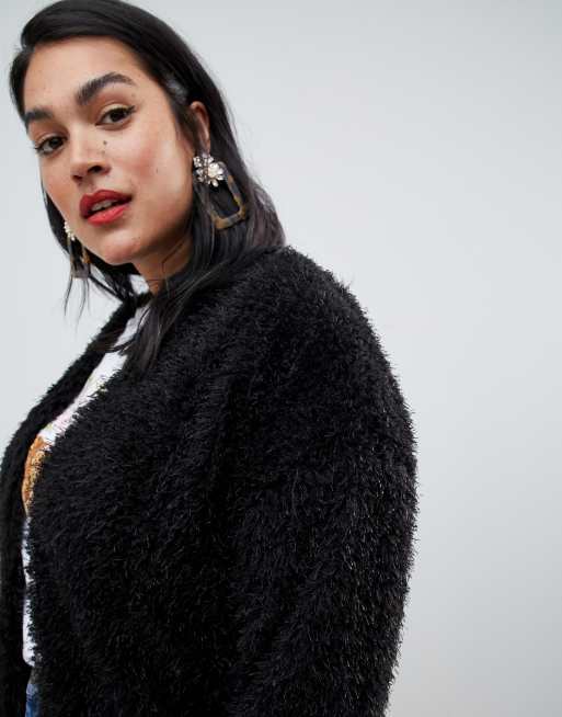 New look black outlet fluffy cardigan