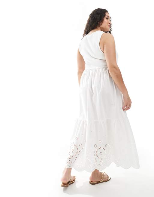 New Look Curve - Geborduurde midi-jurk in wit, 4 van 4