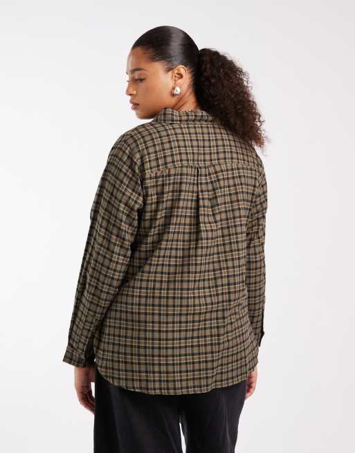 New Look Curve - Geruit overhemd met lange mouwen in groen motief, 3 van 4