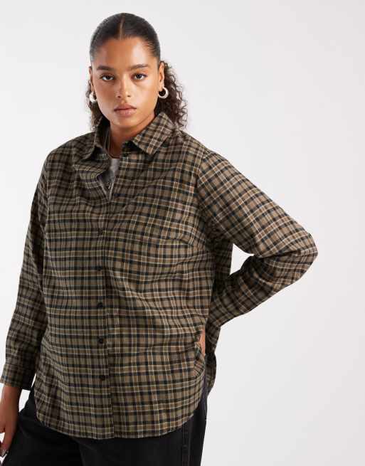 New Look Curve - Geruit overhemd met lange mouwen in groen motief, 4 van 4