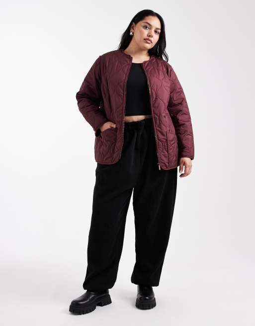 New Look Curve - Giacca bordeaux imbottita trapuntata, 3 di 4