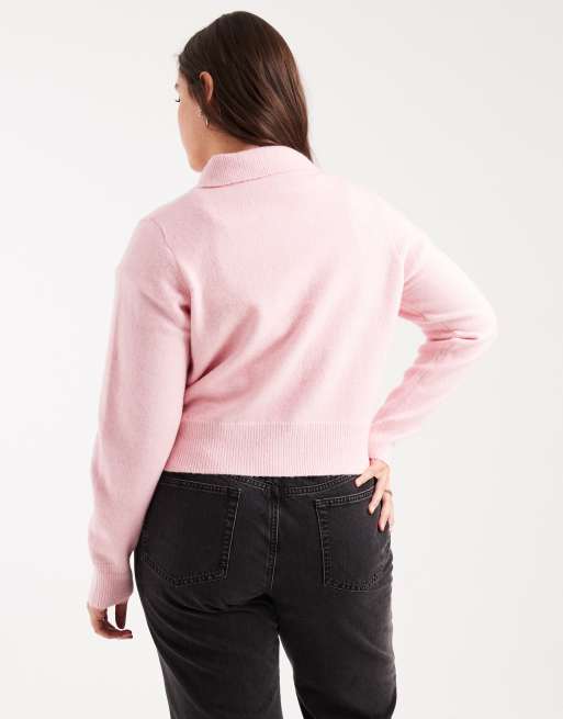 New Look Curve - Gilet à col - Rose vif, 2 de 4