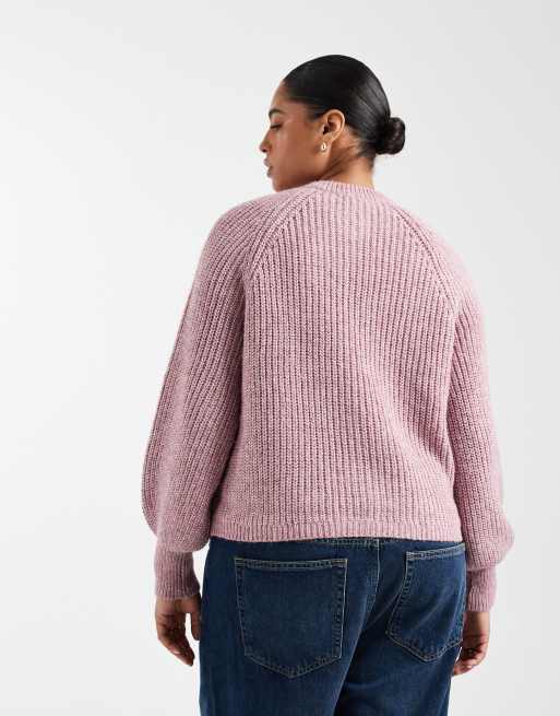 New Look Curve - Gilet côtelé à manches raglan - Rose, 4 de 4