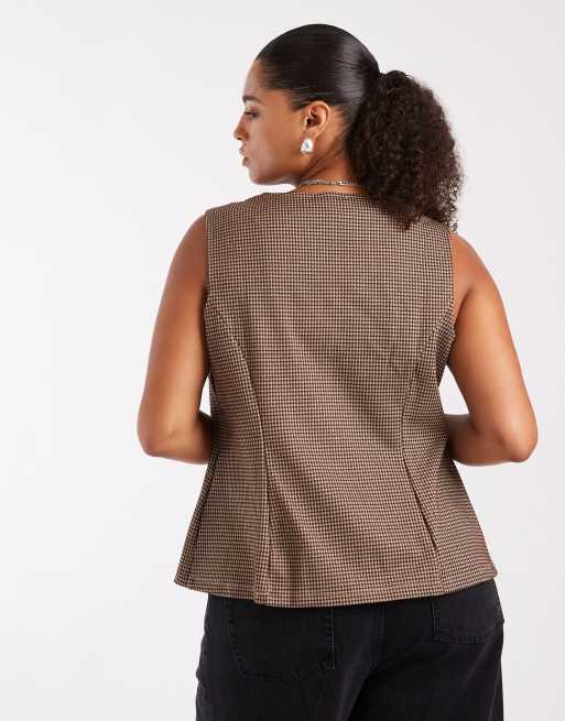New Look Curve - Gilet de tailleur à motif pied-de-poule - Marron, 4 de 4