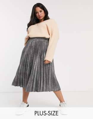 Silver pleated 2024 skirt new look