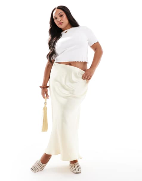 New Look Curve - Gonna midi gialla in raso con taglio sbieco - view 1