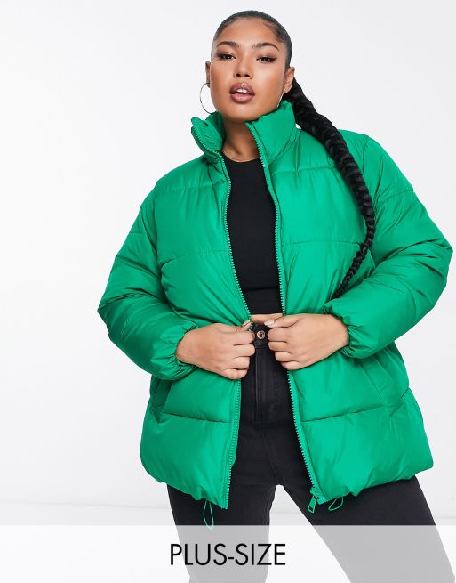 New Look Curve – Grön pufferjacka med boxig passform