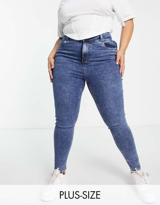 New Look Curve high waisted skinny jeans in blue